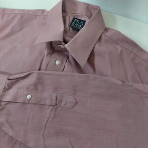 JOS A BANK Traveler Collection Mens Red Stripe Dress Shirt 17 36 Cotton